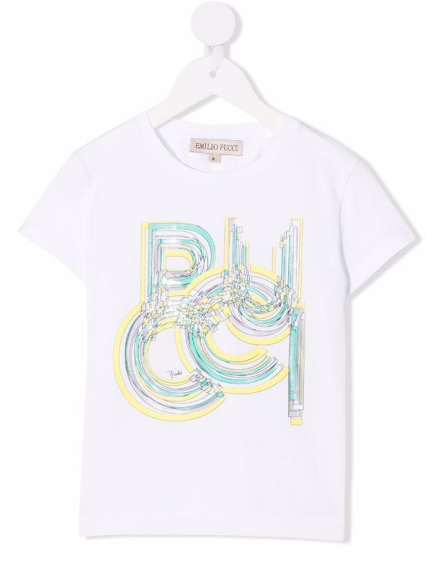 Emilio Pucci White Printed Logo T-Shirt Emilio Pucci