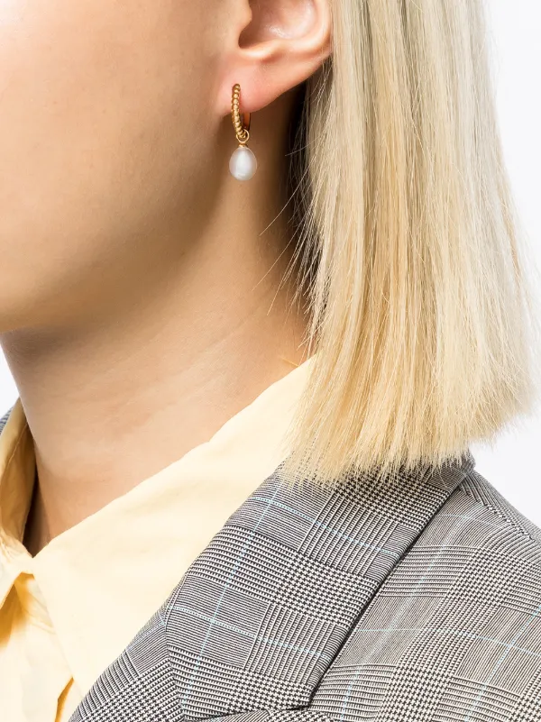 DOWER AND HALL Timeless Oval Pearl Hoops Gold FARFETCH EG