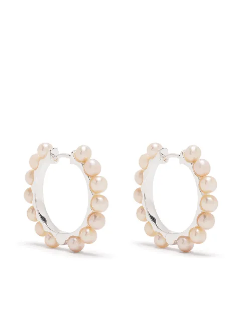 DOWER AND HALL large timeless pearl huggie hoops