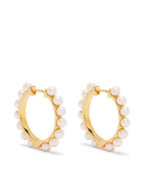 DOWER AND HALL large pearl huggie hoops