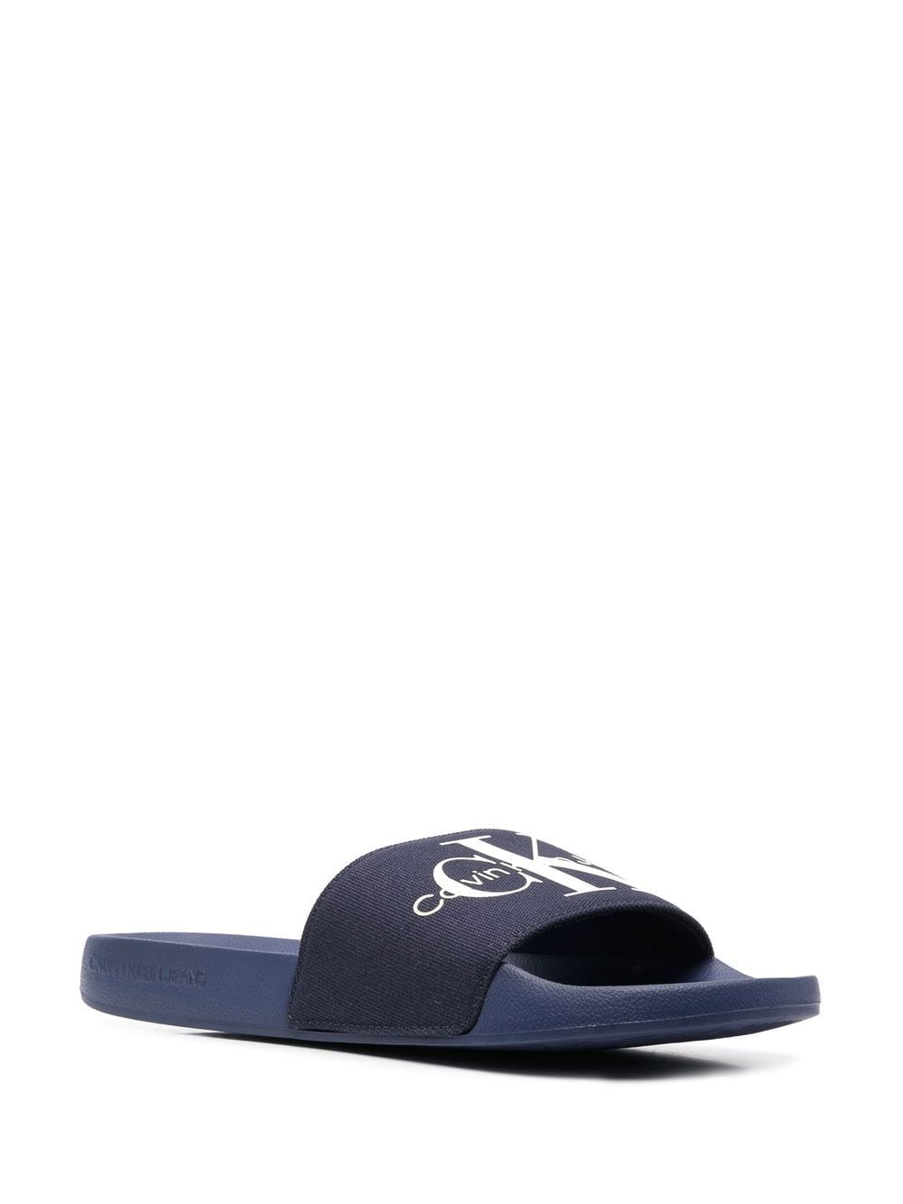 Shop Calvin Klein Monogram-print Slides In Blue