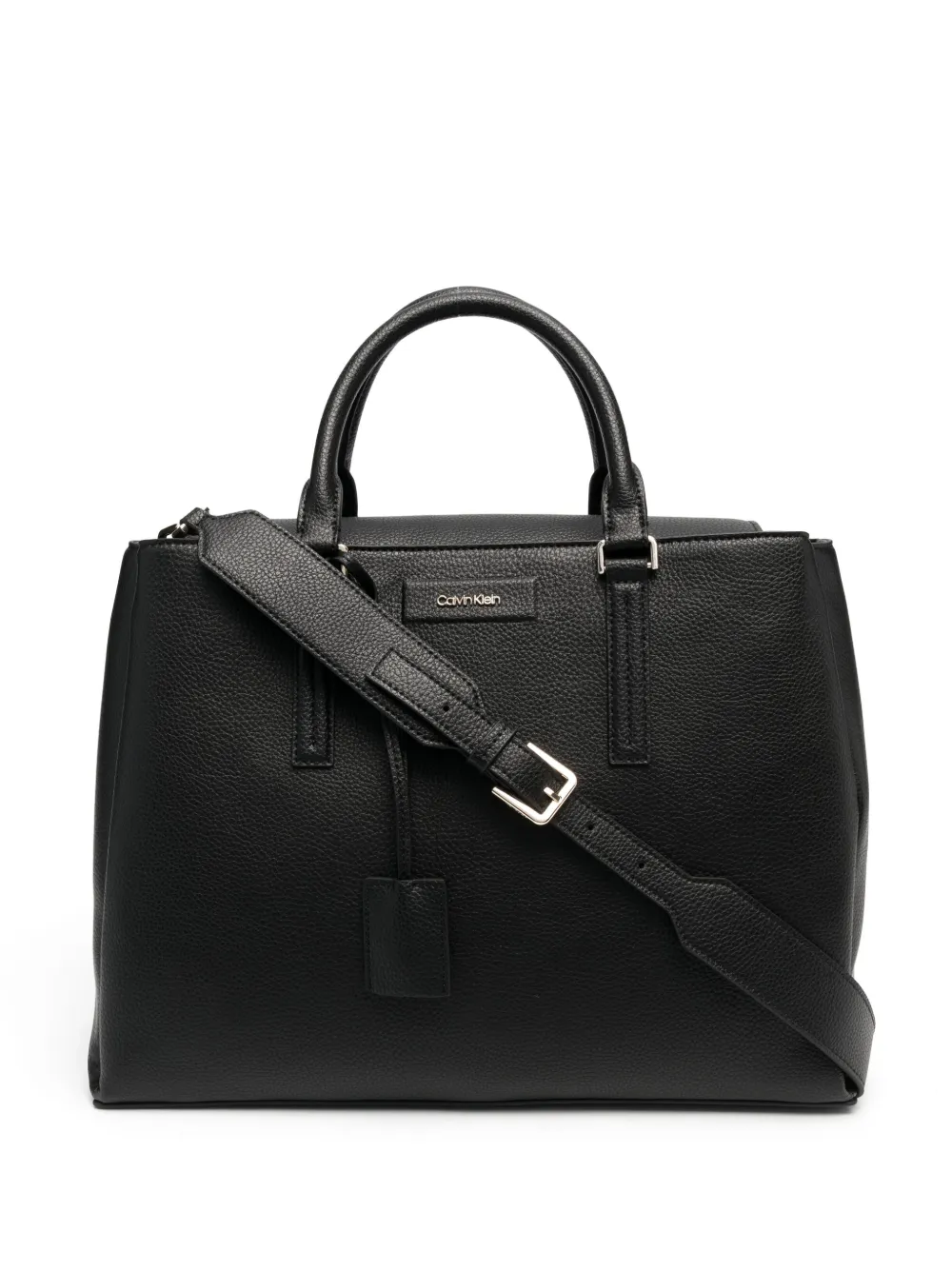 

Calvin Klein tote con placa del logo - Negro