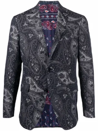 ETRO blue paisley-print blazer for men 