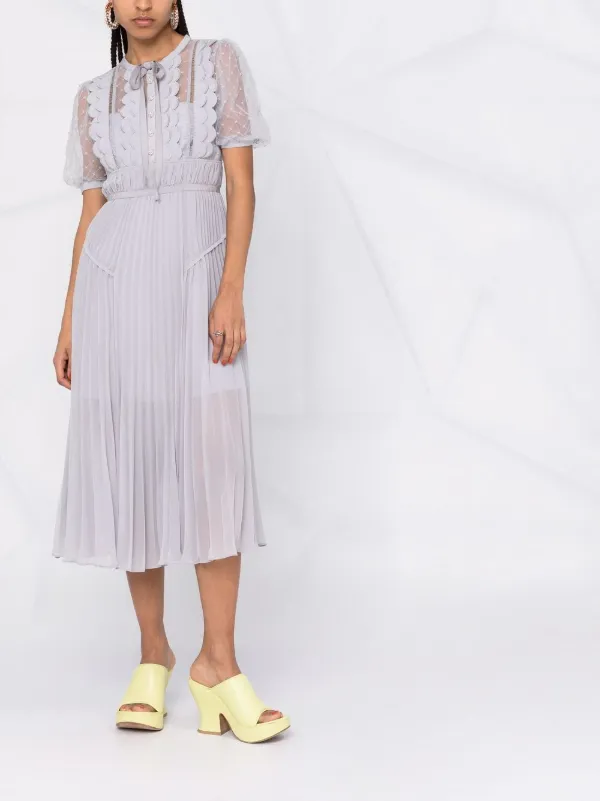 Self-Portrait scallop-trim Chiffon Midi 