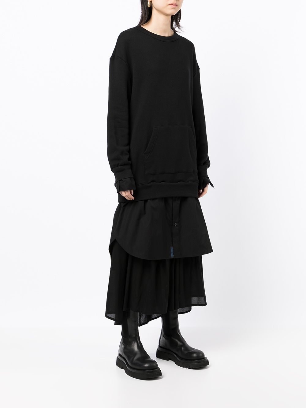 фото Yohji yamamoto платье-свитер со вставкой в виде рубашки