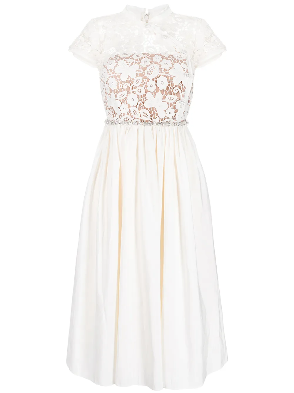 

Self-Portrait guipure-lace flared dress - White