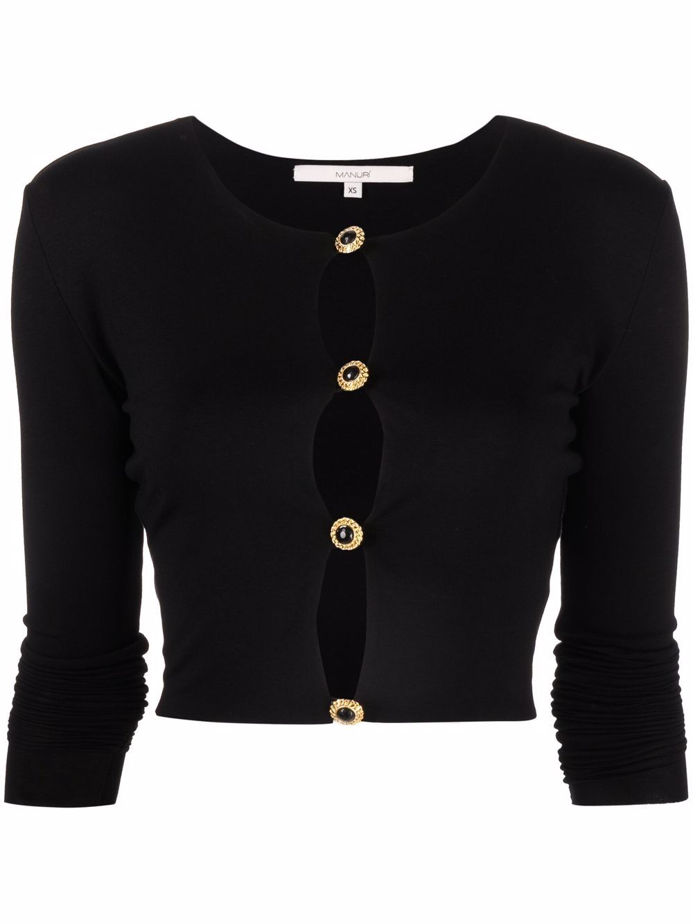 

MANURI Jackie button-detail fitted blouse - Black