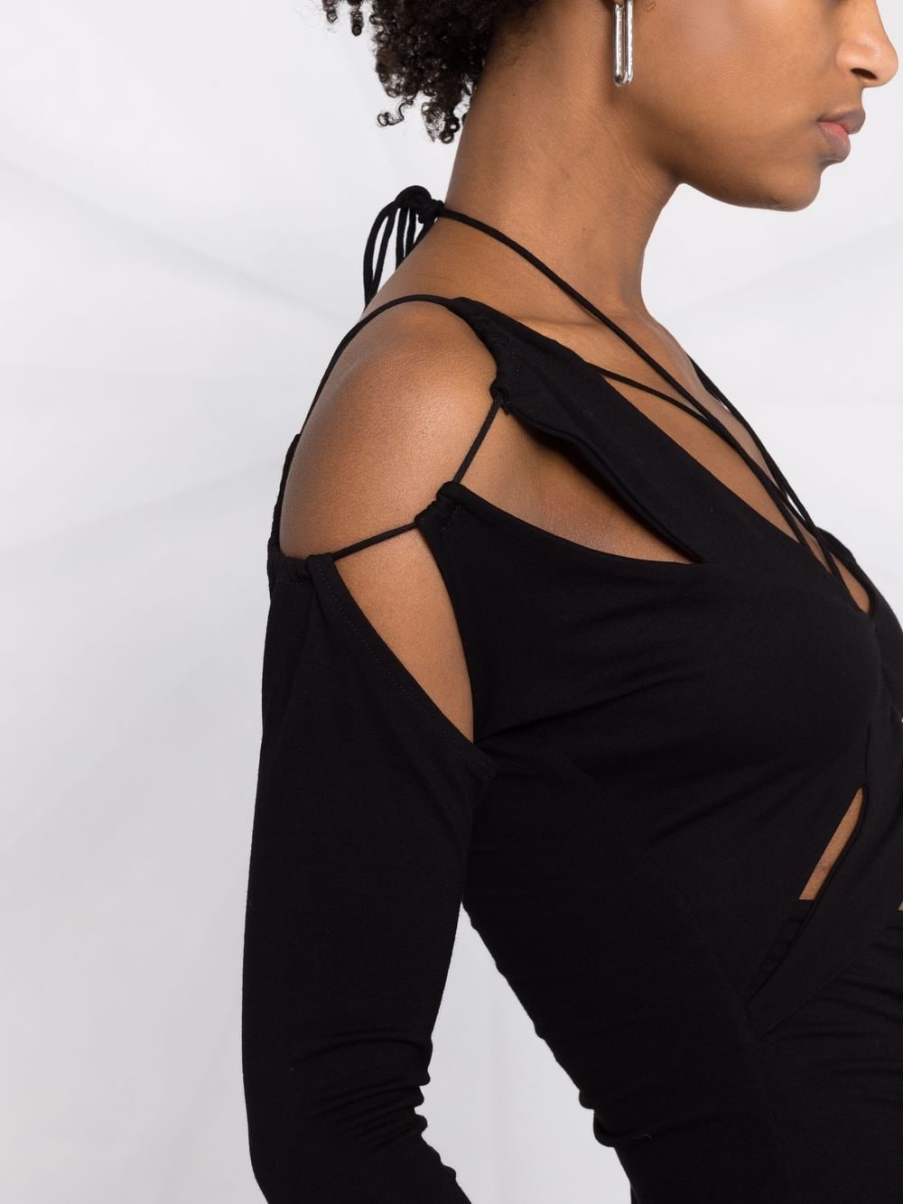 Shop Manurí Cut-out Strap-detail Fitted Long Dress In Black