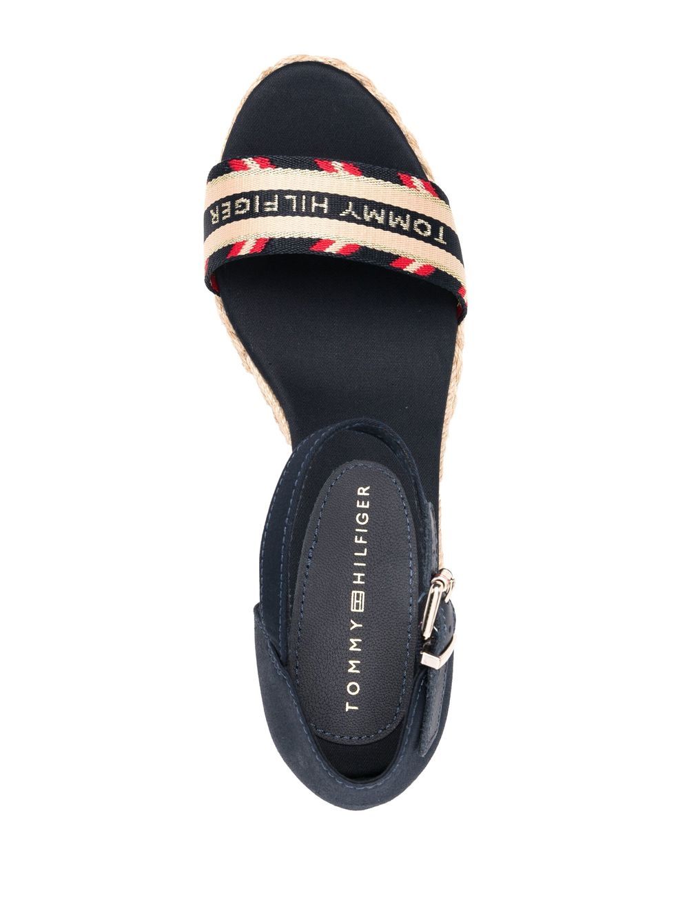 Shop Tommy Hilfiger Logo-strap Wedge Sandals In Blue