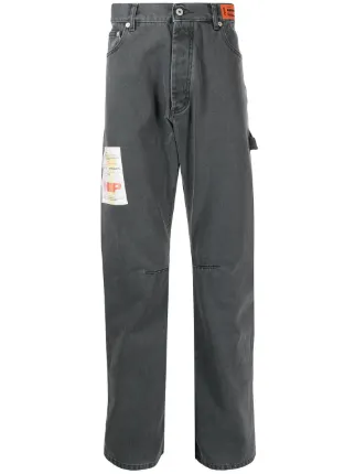 Shop Heron Preston logo-patch straight 