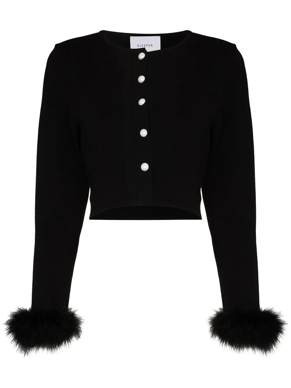 

Sleeper feather-cuff cropped cardigan - Black