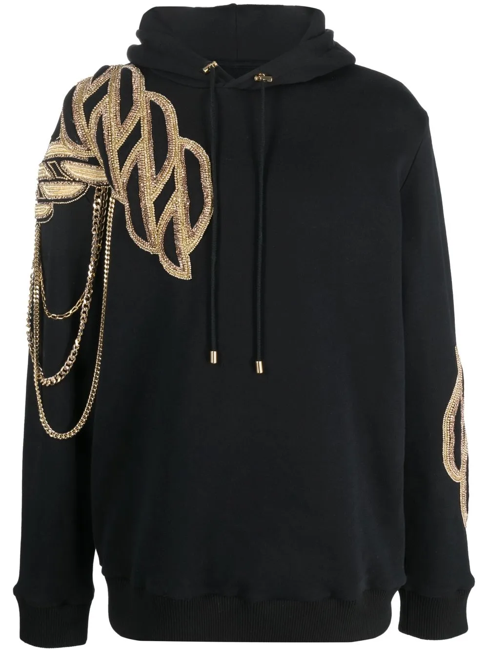 

Balmain rhinestone-embellished cotton hoodie - Black