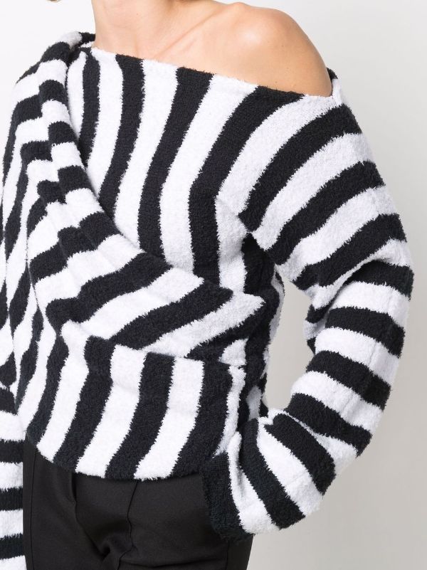 Balmain Striped Monogram Knit Hoodie