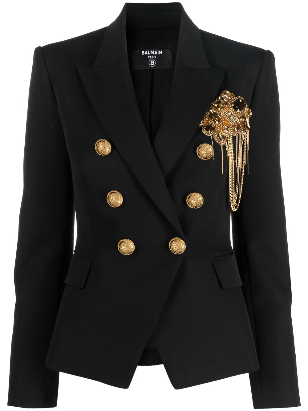 

Balmain double-breasted jewelled blazer - Black