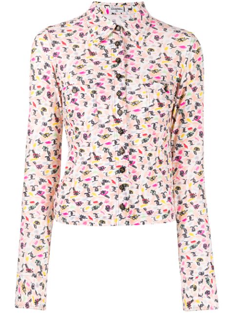 CHANEL 1990s eye logo print shirt Women