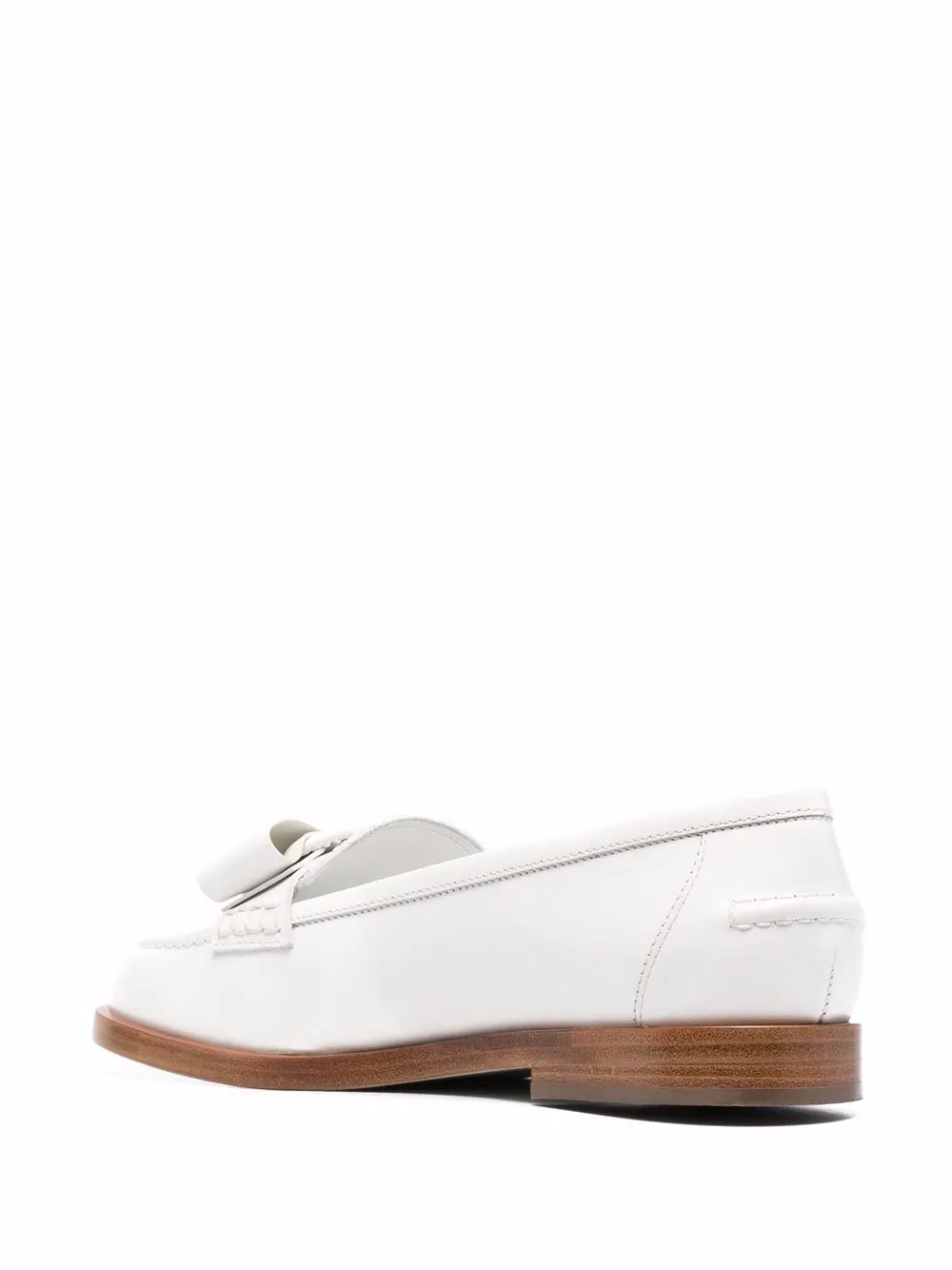 Ferragamo Vivaldo Leather Bow Loafers In White