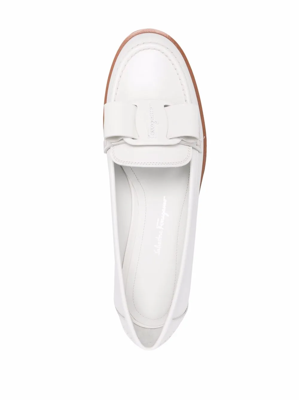 Ferragamo Vivaldo Leather Bow Loafers In White