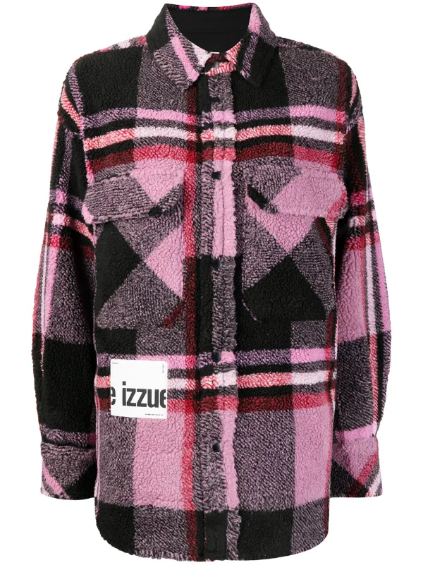izzue tartan-check fleece shirt jacket 