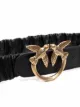 PINKO ruched leather buckle belt