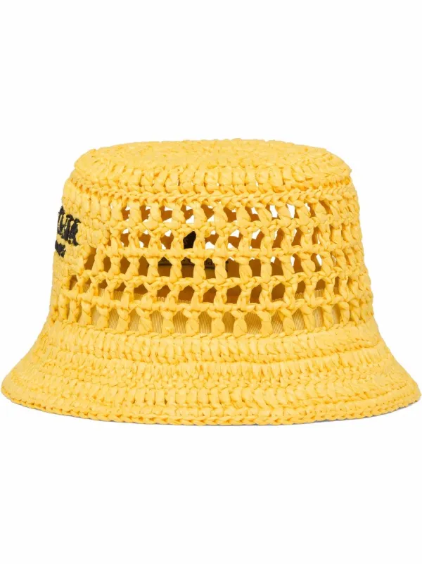 Prada Woven Raffia Bucket Hat