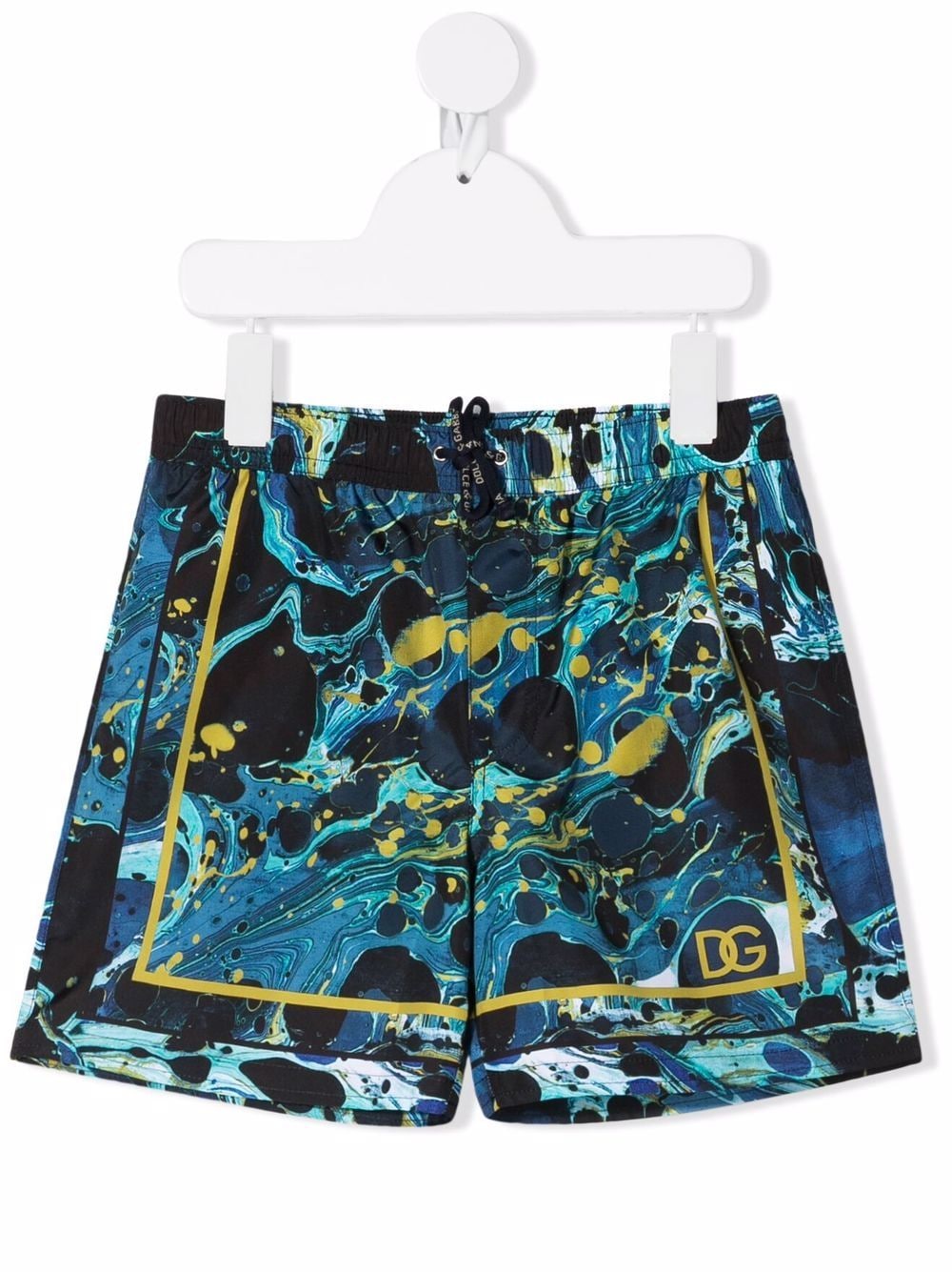 Image 1 of Dolce & Gabbana Kids abstract-print logo-motif swim trunks