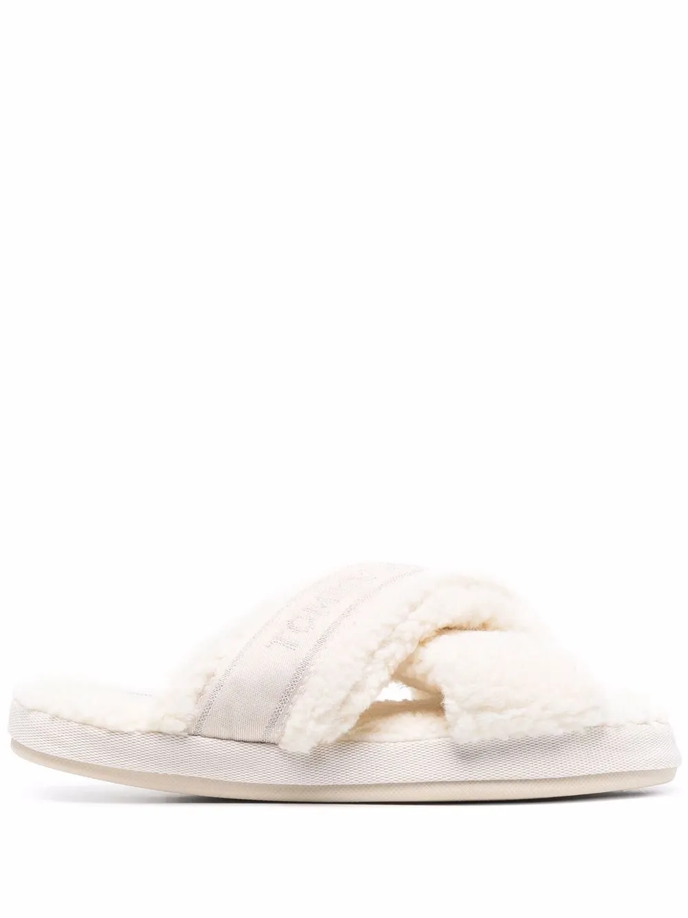 

Tommy Hilfiger slippers con franja del logo - Blanco