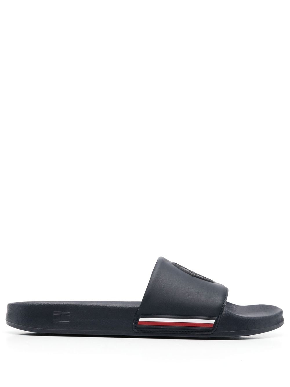 Tommy Hilfiger Logo-patch Pool Slides In Blue