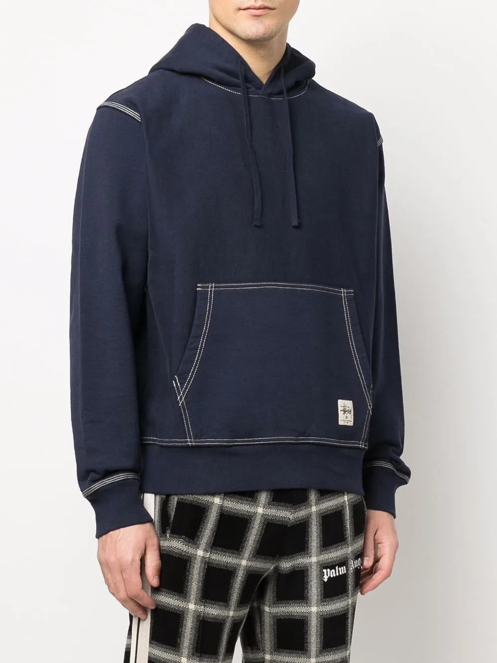 Stüssy contraststitch Cotton Hoodie Blue FARFETCH UK