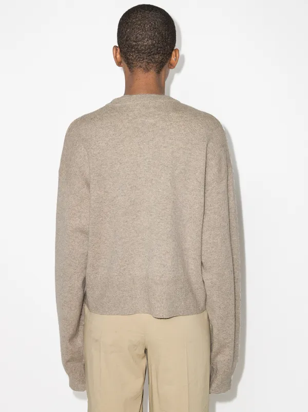 brown crew neck cardigan