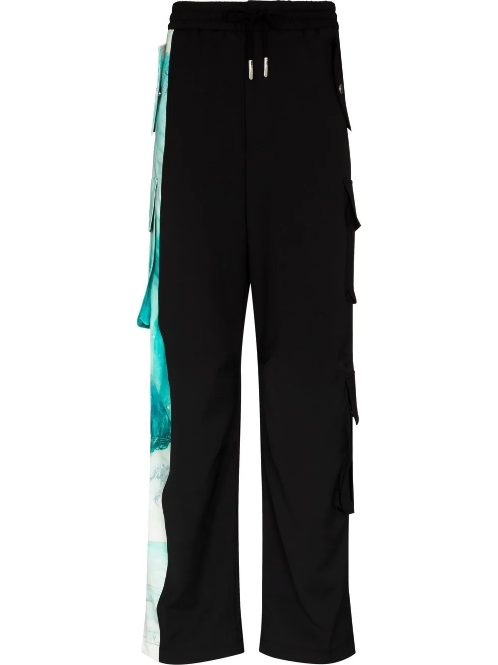 Feng Chen Wang Panelled Drawstring Cargo Pants In Black
