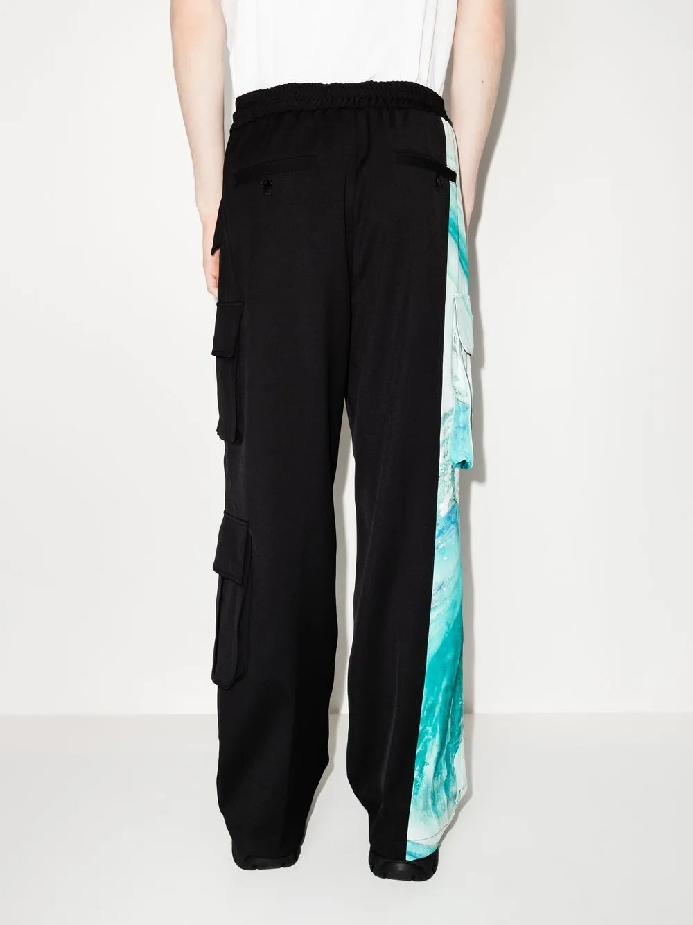 Feng Chen Wang Panelled Drawstring Cargo Pants In Black