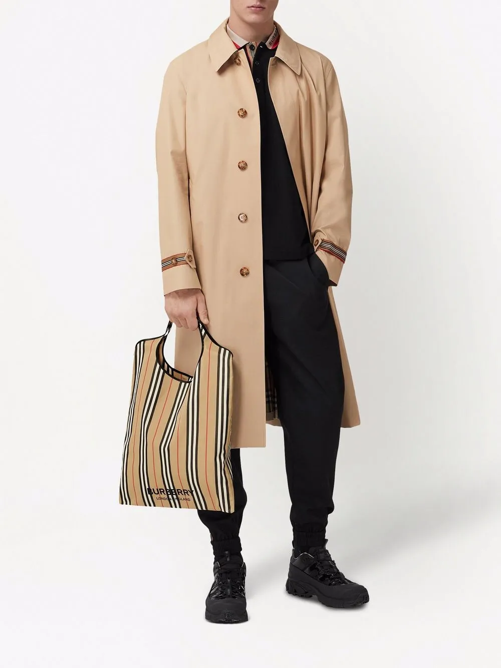 фото Burberry сумка-тоут pocket в полоску icon stripe