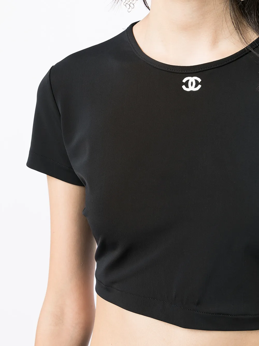 CHANEL Pre-Owned 1995 Logo Cropped T-shirt - Farfetch