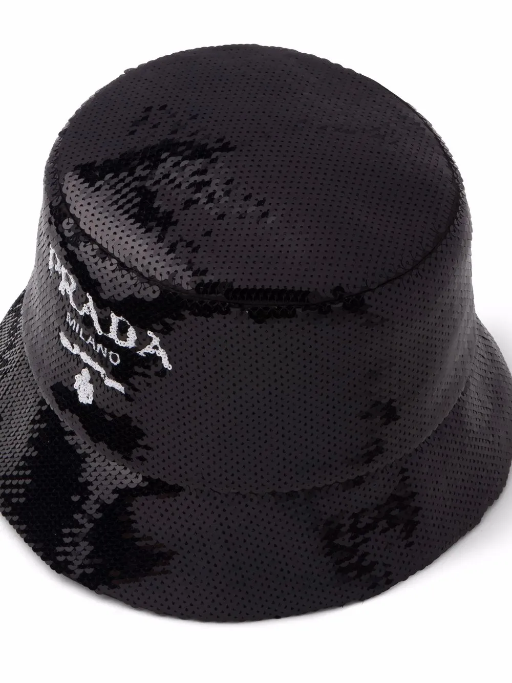 logo-embellished sequined bucket hat, Prada