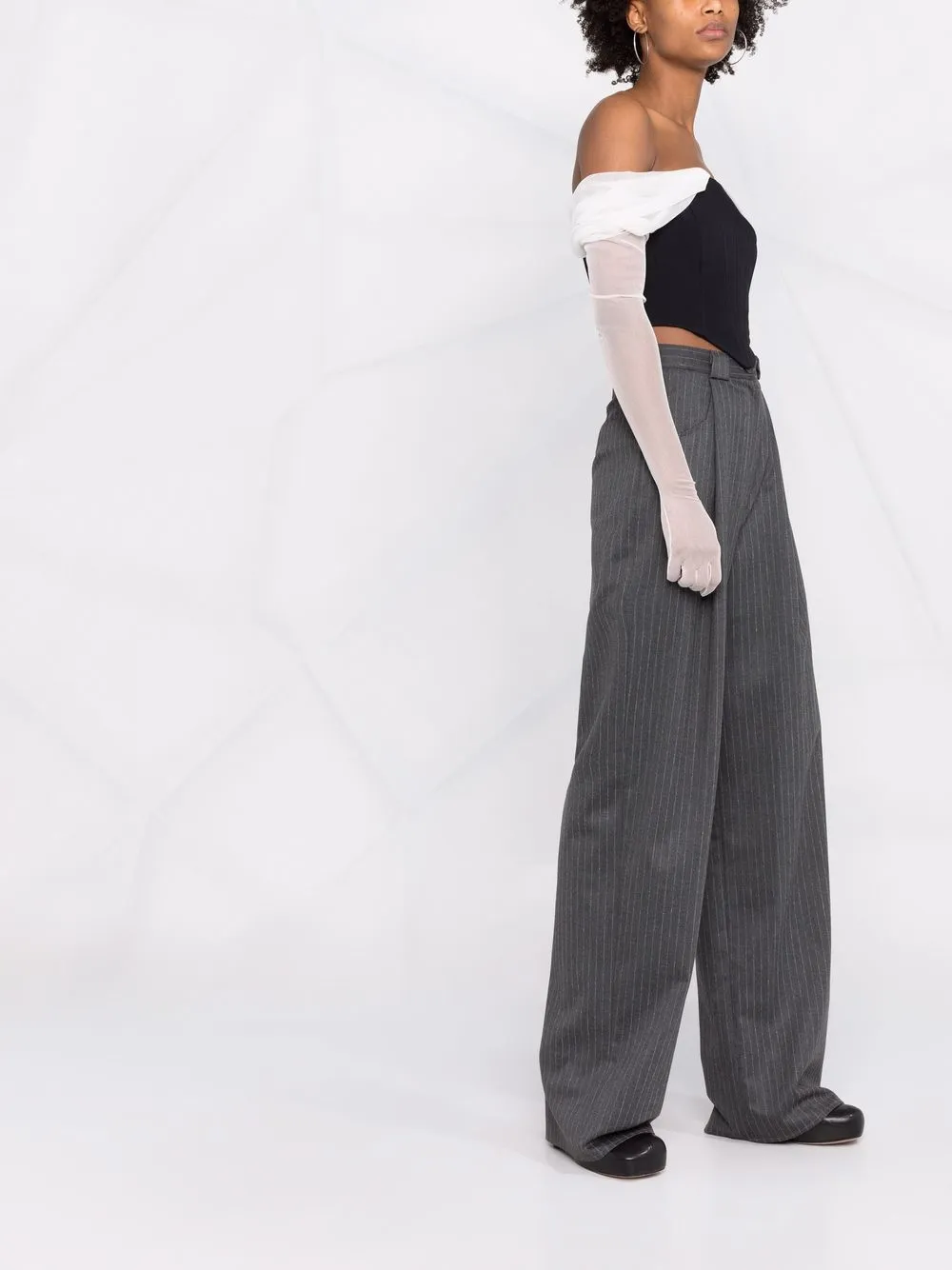 river island tailored dress with belt in pinstripe