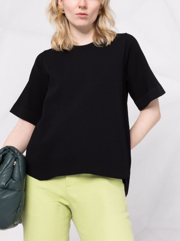 Stella McCartney Strong Silhouette short-sleeve Knitted Jumper | Black |  FARFETCH AZ