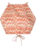 Faithfull the Brand Ottica Vadella-print linen top - Orange