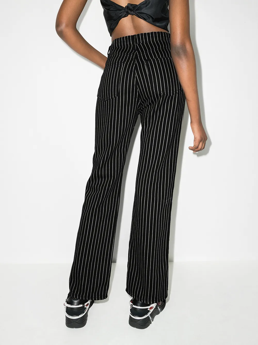 фото Reformation ref georgia hw pinstripe flare jeans blk