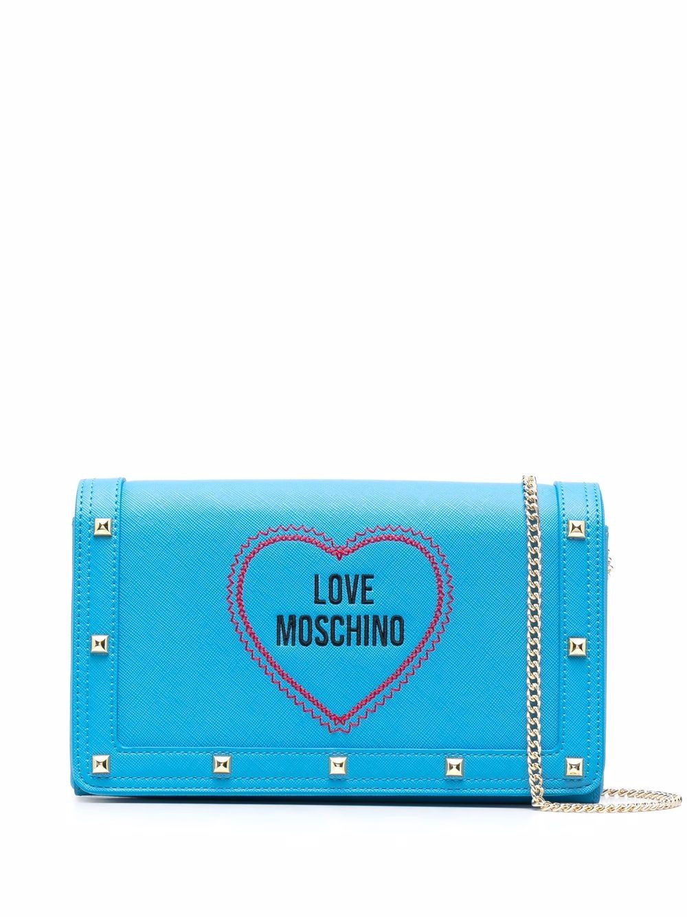 фото Love moschino клатч с заклепками и вышитым логотипом