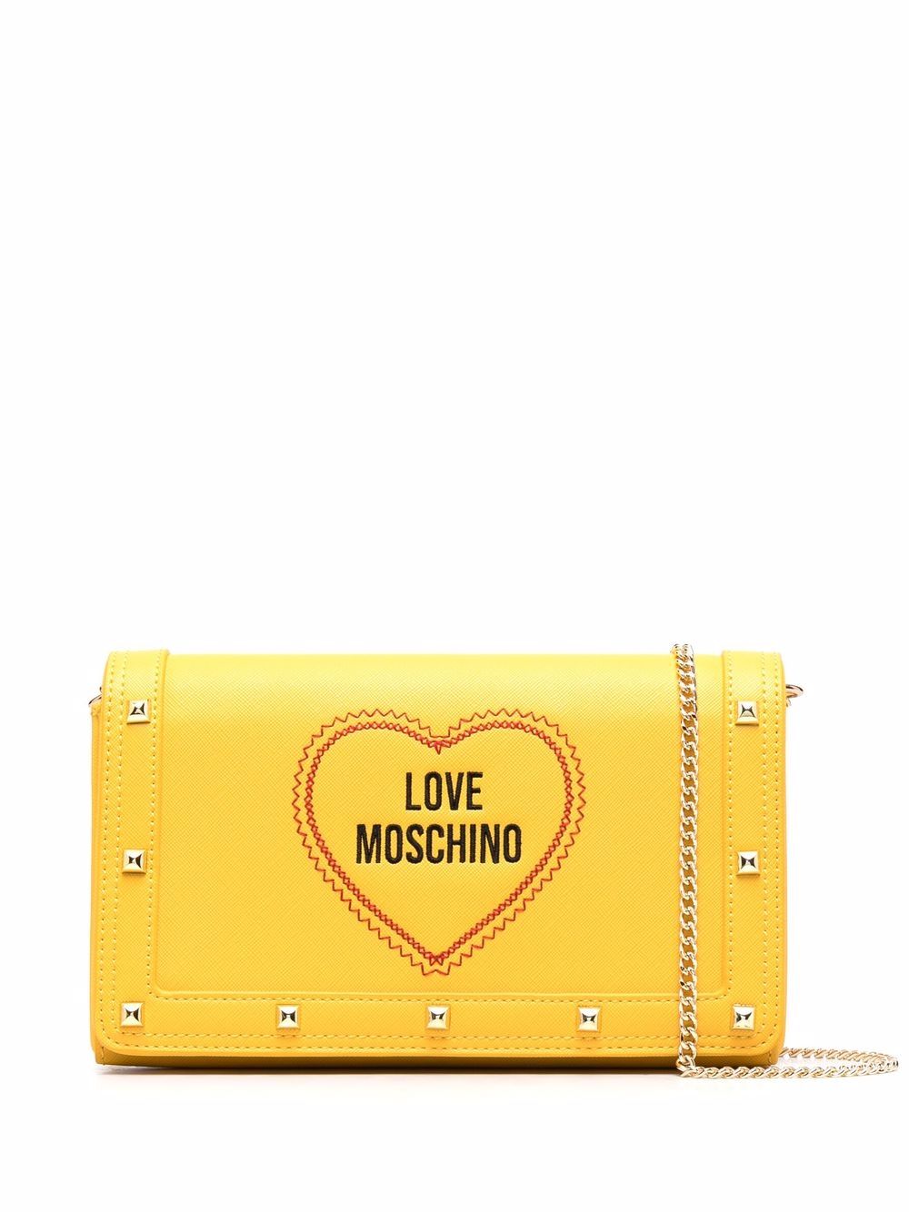 фото Love moschino клатч с заклепками и вышитым логотипом