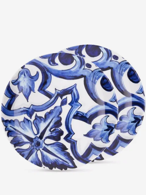 Dolce & Gabbana lot de deux assiettes à dessert Blu Mediterraneo en porcelaine