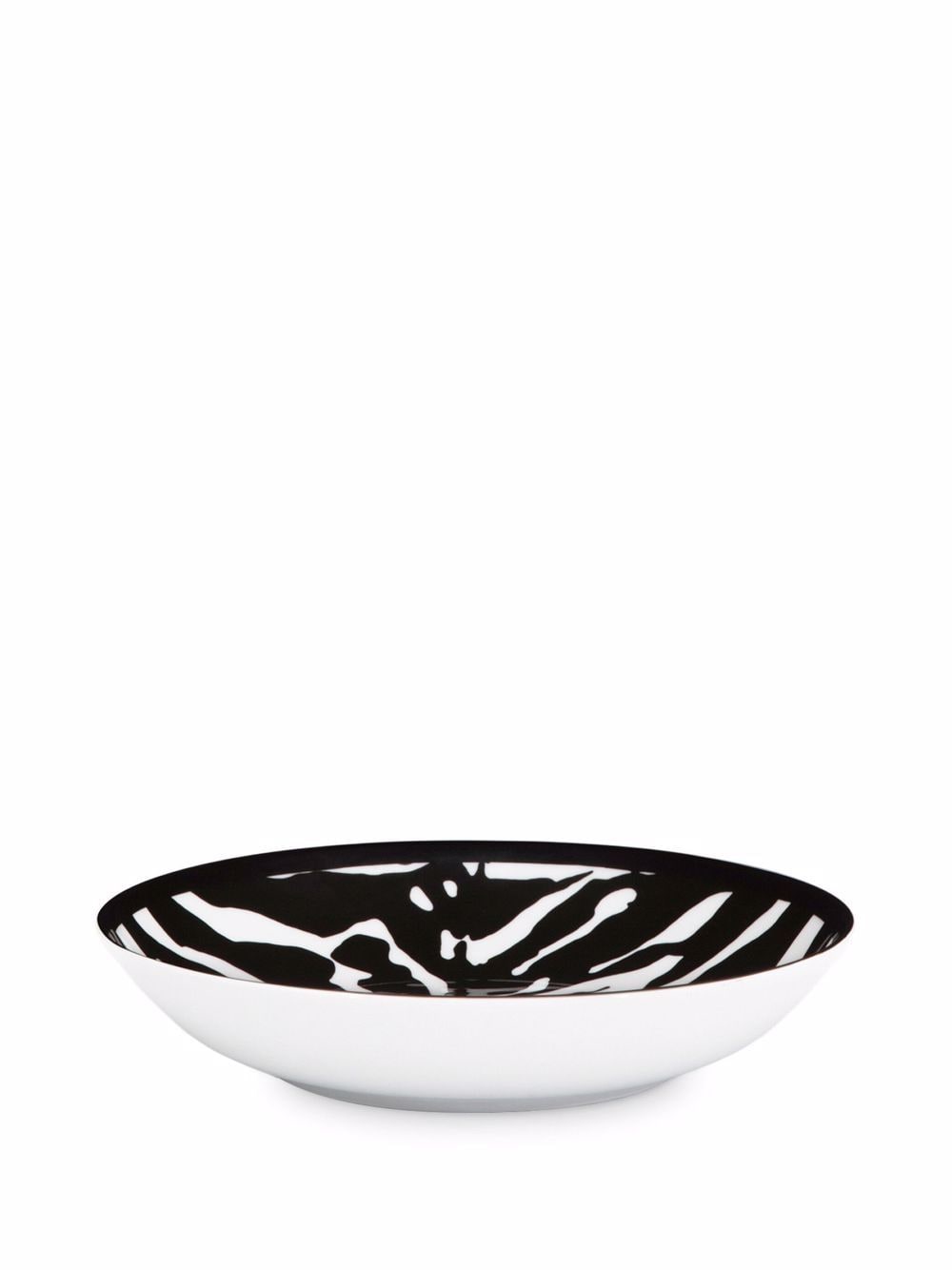 Shop Dolce & Gabbana Zebra-print Porcelain Soup Plates (set Of 2) In Black