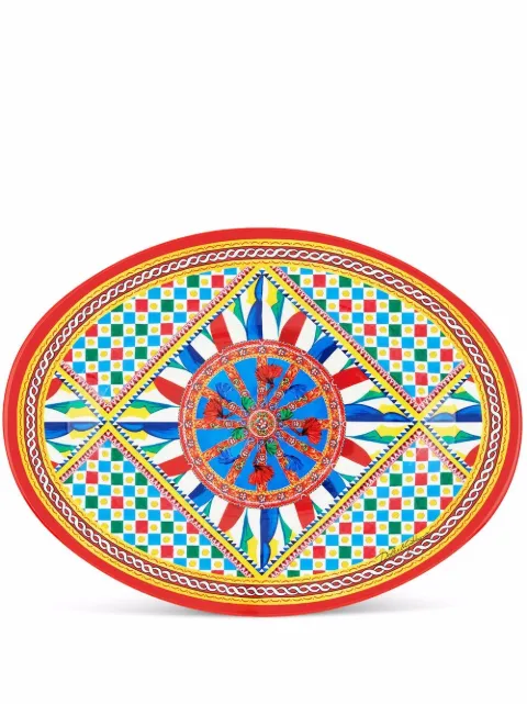 Dolce & Gabbana Carretto-print wood tray