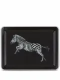 Dolce & Gabbana large zebra-print wood tray - Black