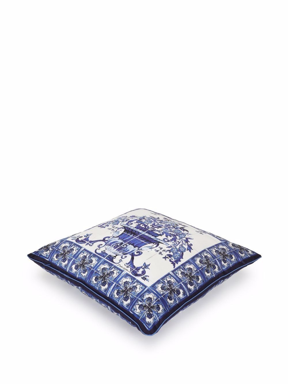 Shop Dolce & Gabbana Mediterraneo-print Silk Cushion In Weiss