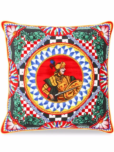 Dolce & Gabbana medium Carretto-print square velvet cushion