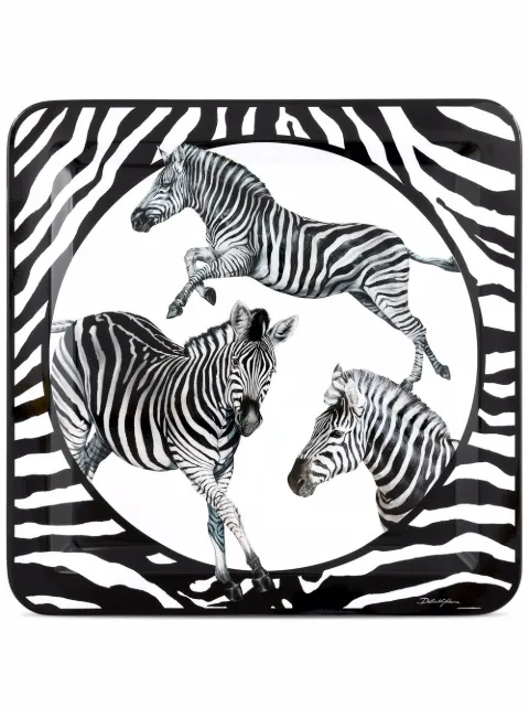 Dolce & Gabbana zebra-print wooden large tray