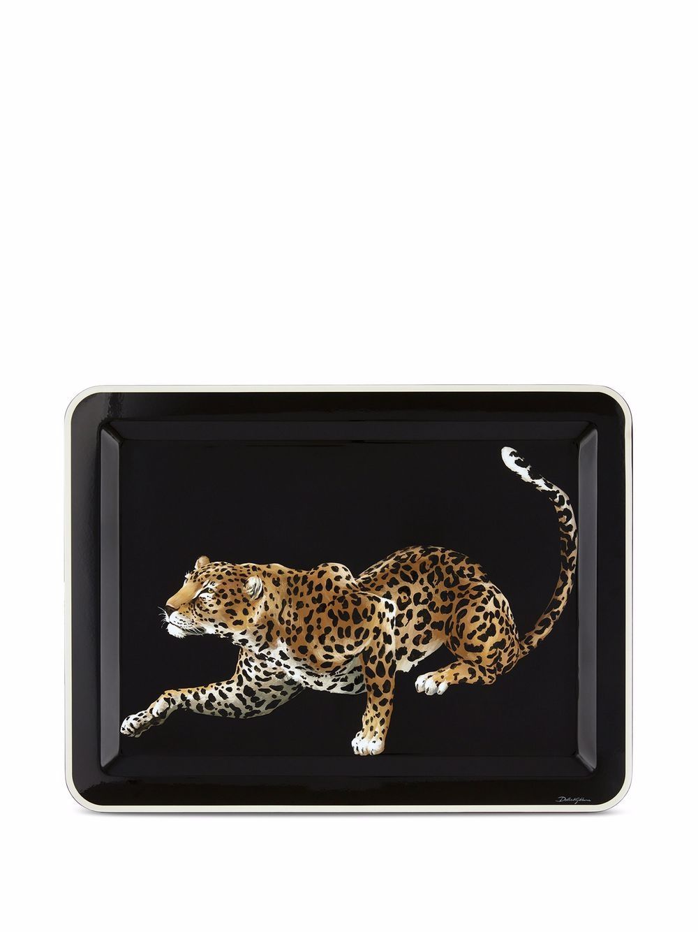 

Dolce & Gabbana bandeja con estampado de leopardo - Negro