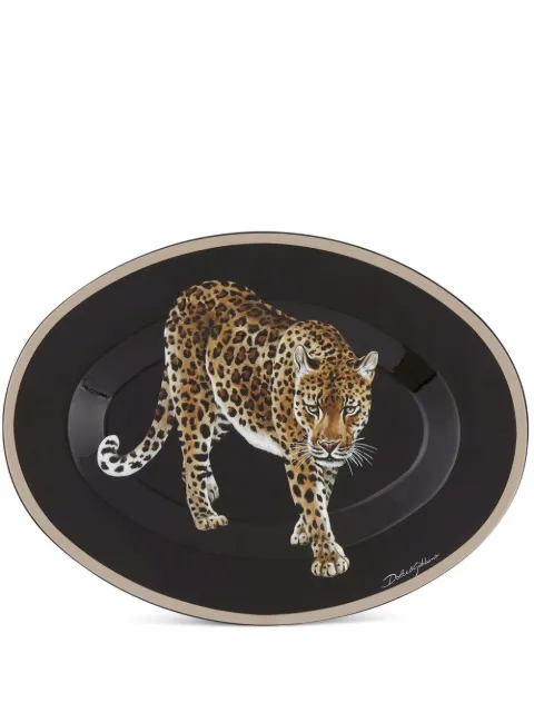 Dolce & Gabbana leopard-print wooden tray