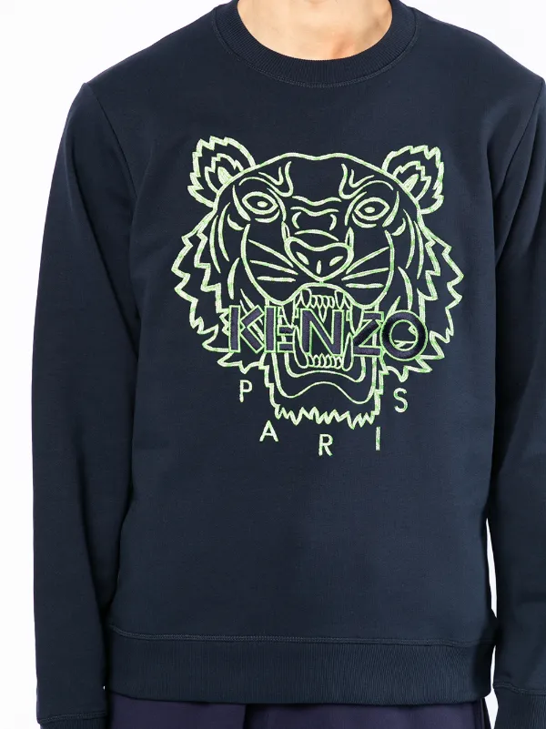 Kenzo Tiger-Embroidered Crewneck Sweatshirt - Blue